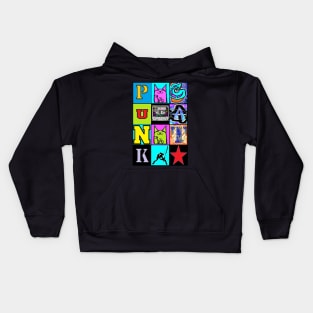 cat,graffit,punk,cassette by LowEndGraphics Kids Hoodie